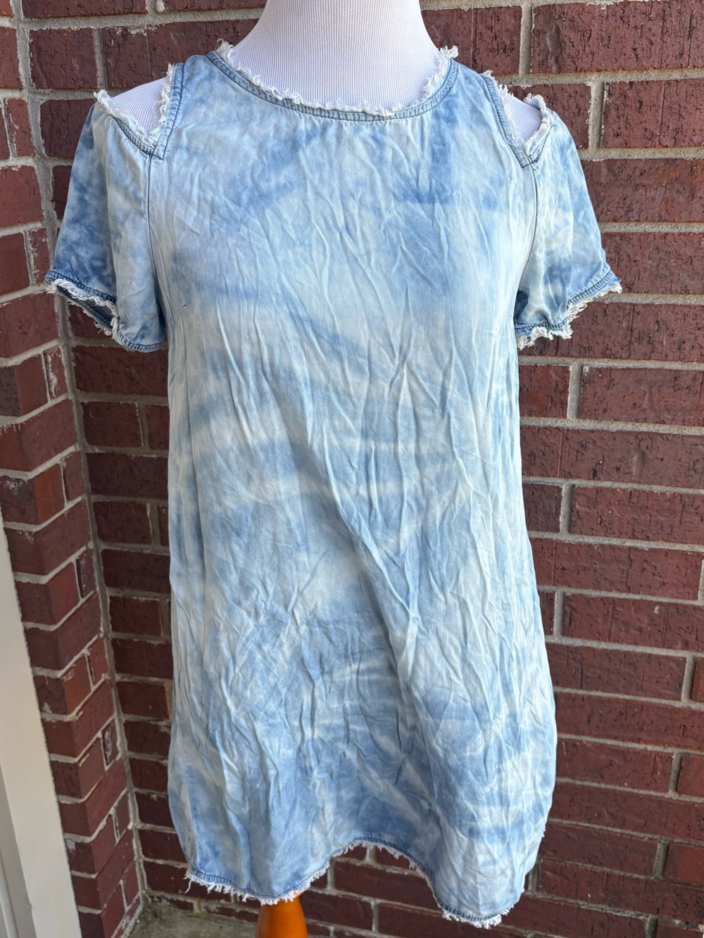 Cato Light Blue Tie-Dye Cold-Shoulder Mini Dress